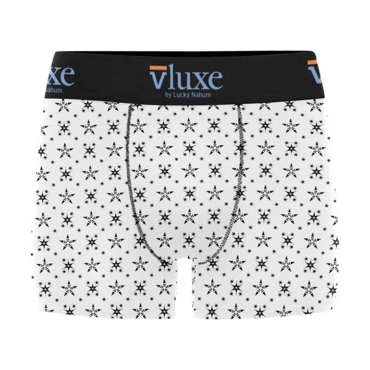 Star White-Black Men's Boxer Briefs Men's Boxer Briefs