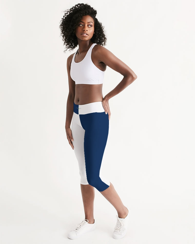 Blocks Navy Seas Women's Mid-Rise Capri