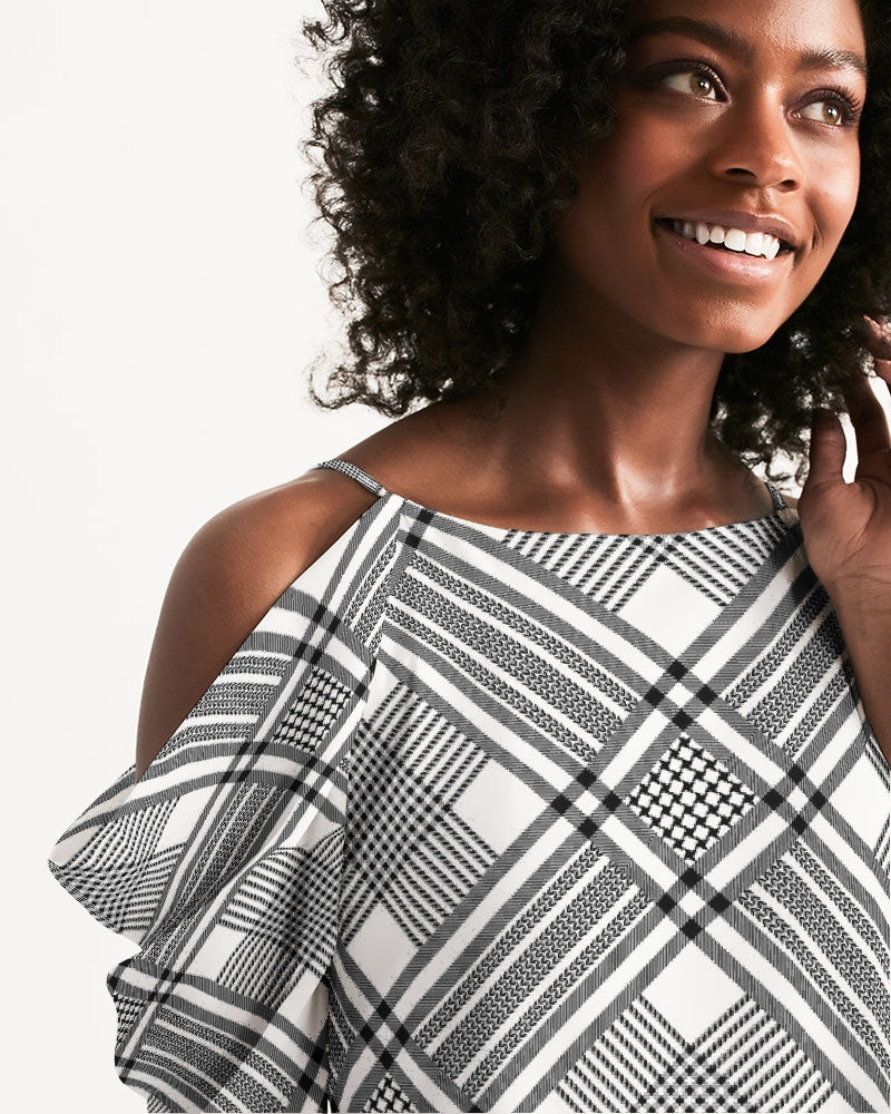 Oxford Women's Open Shoulder A-Line Dress | Always Get Lucky