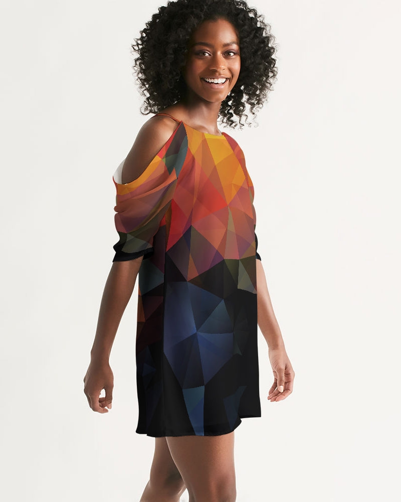 Diamond Cut Women's Open Shoulder A-Line Dress | Always Get Lucky