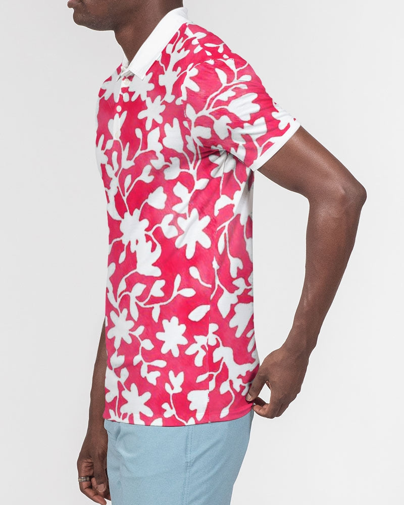 Camo Flower Flame Men's Slim Fit Short Sleeve Polo