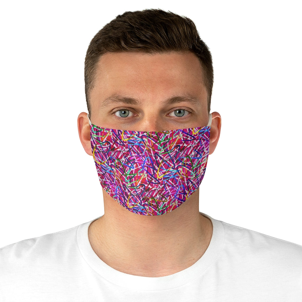 Artful Confusion Red Double Layer Fabric Face Mask from Vluxe by Lucky Nahum