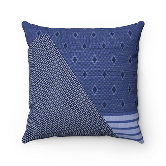 Cityscape Blue Faux Suede Square Pillow