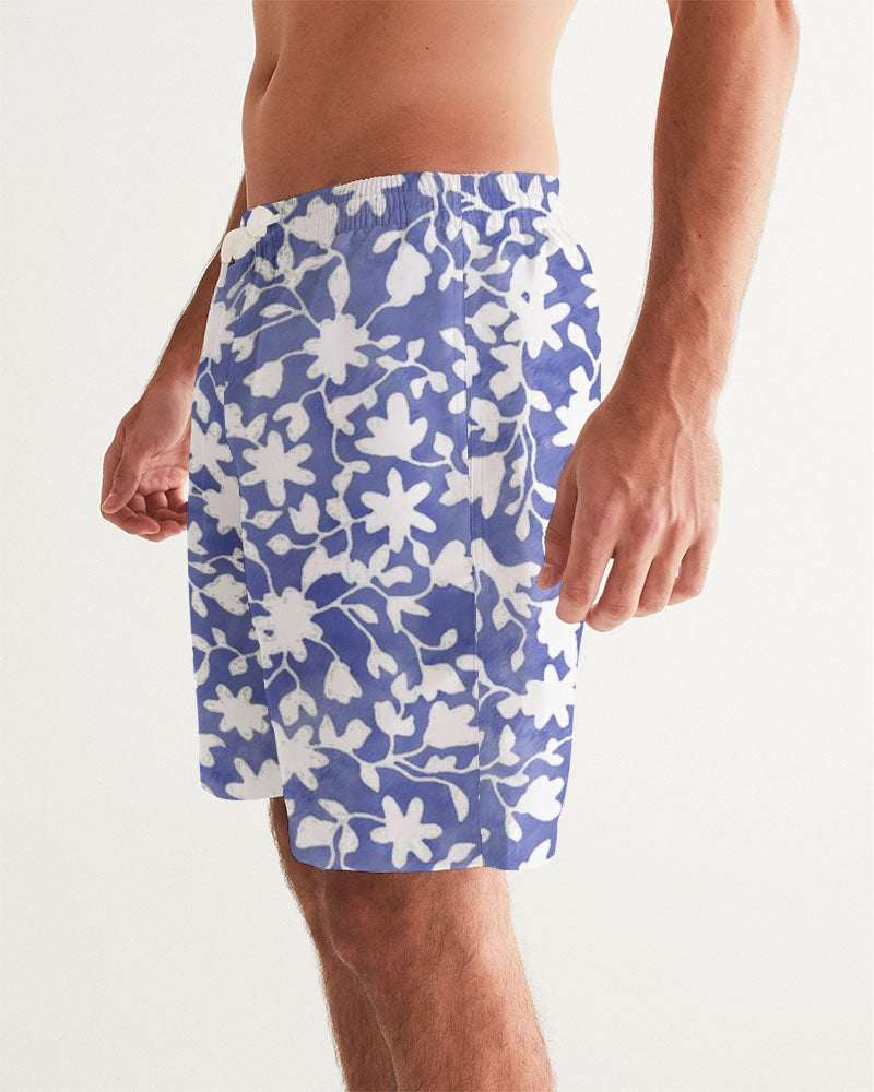 Camo Flower Sky Men's Swim Trunk