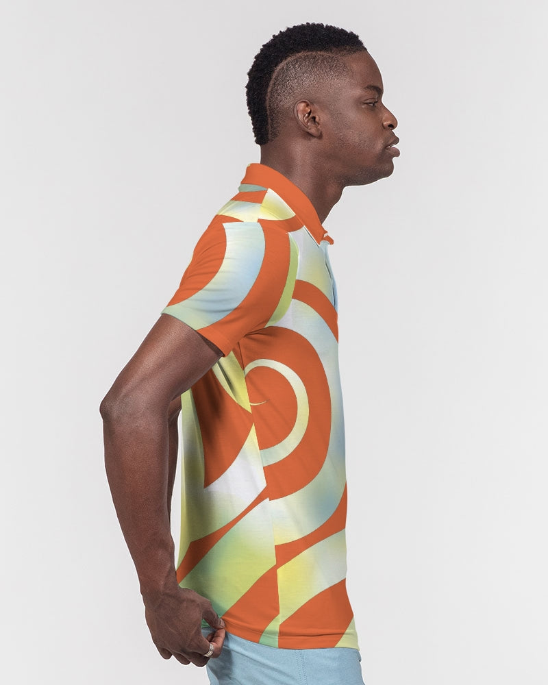 Ribbon Orange Men's Slim Fit Short Sleeve Polo from Vluxe by Lucky Nahum
