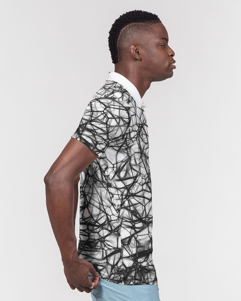 Wired Black Men's Slim Fit Short Sleeve Polo from Vluxe by Lucky Nahum
