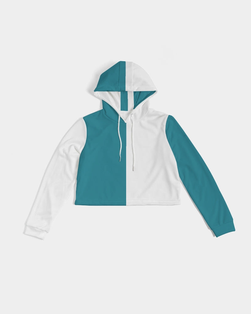 Blocks Sea Shore Blue Women's Cropped Hoodie