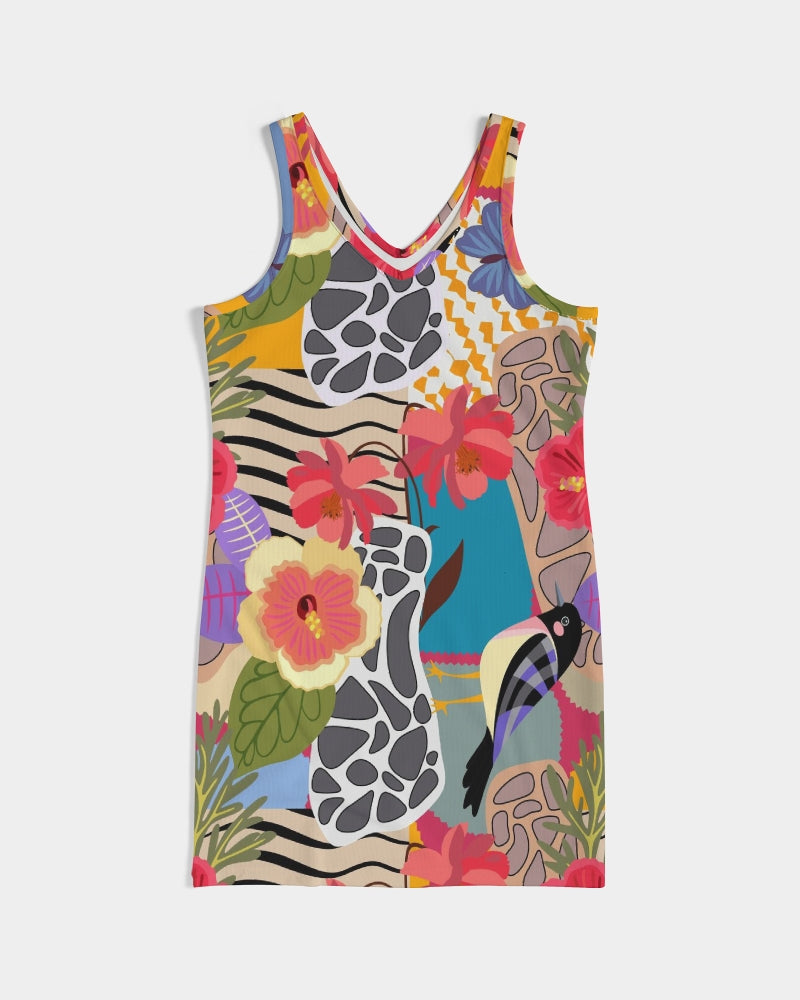 Bird of Paradise Women's Rib Knit V Neck Mini Dress