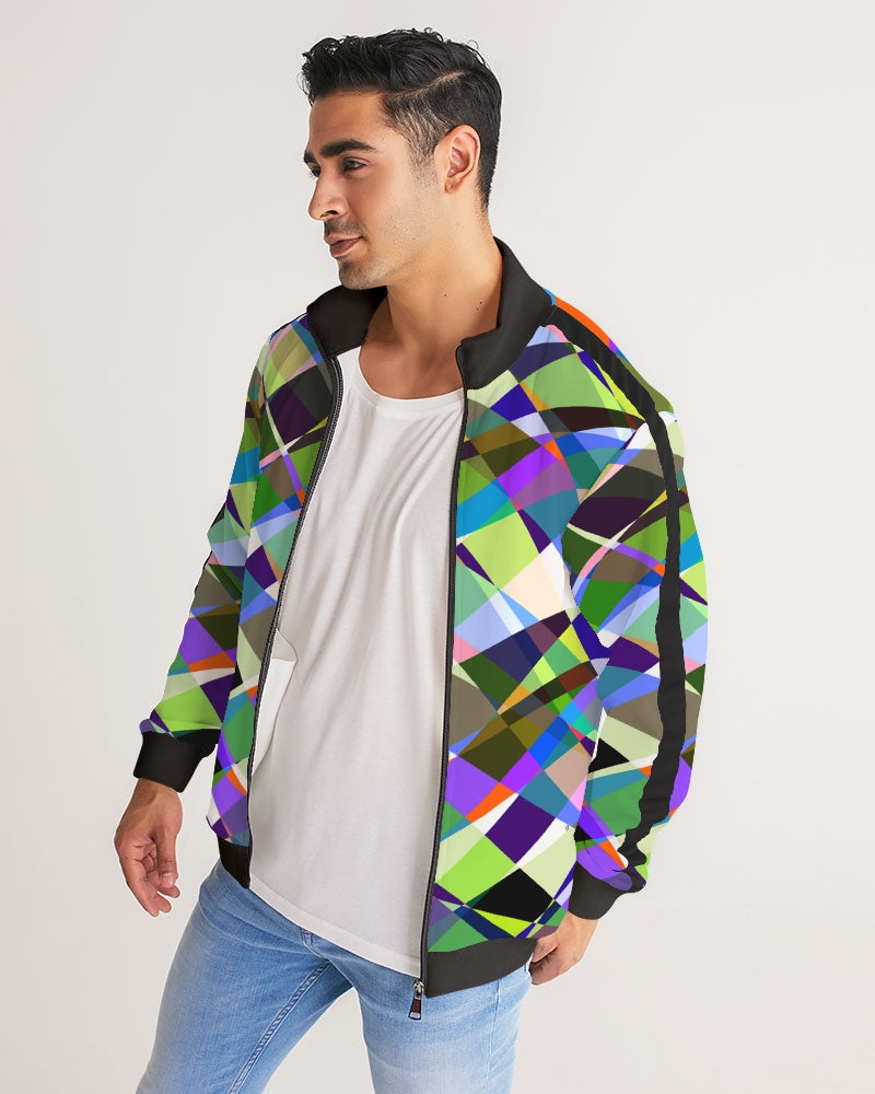 Oslo Multi Color Men's Stripe-Sleeve Track Jacket
