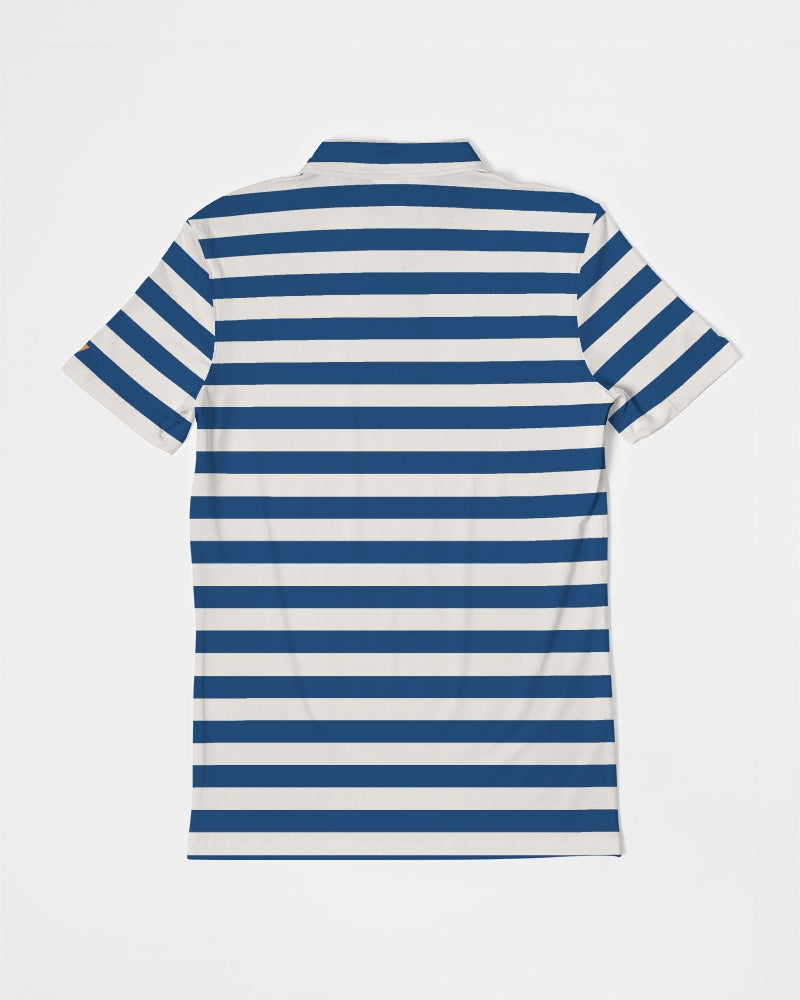 Classic Vluxe Navy Stripe Men's Slim Fit Short Sleeve Polo