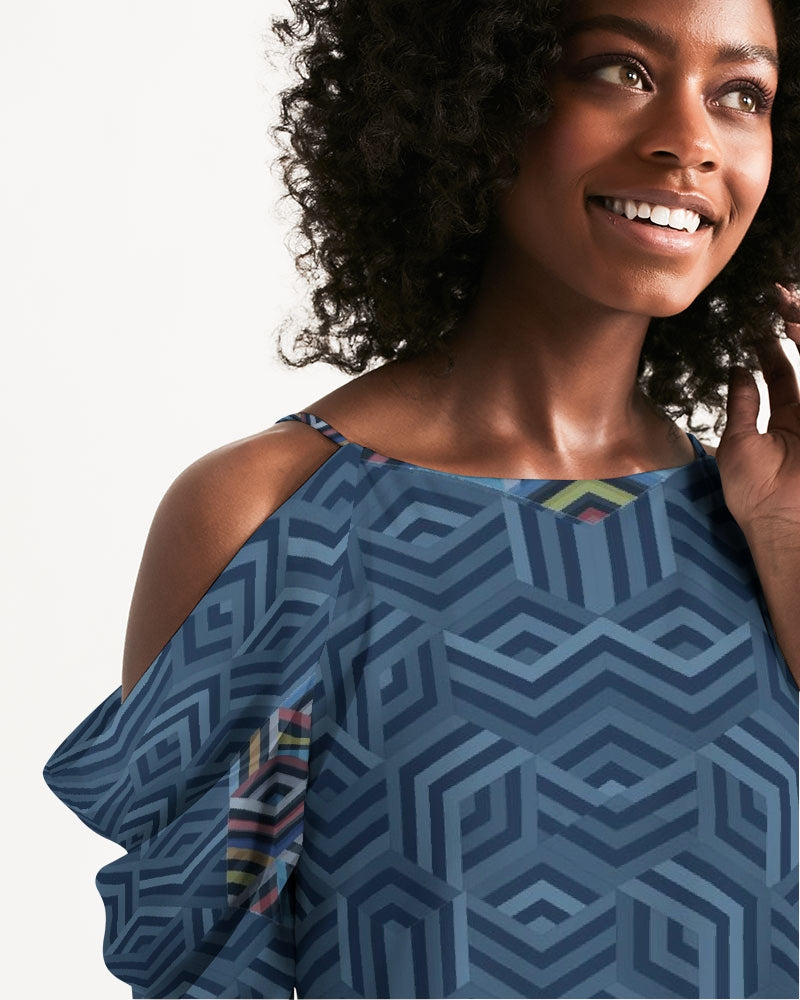 Hexagonic Women's Open Shoulder A-Line Dress