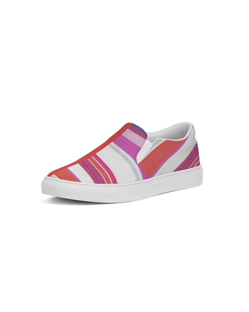 Split Personality Stripe Red Men's Slip-On Canvas Shoe