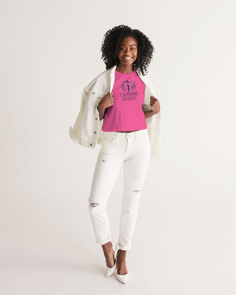 Caffeine Queen Hot Pink Women's Cropped Tank