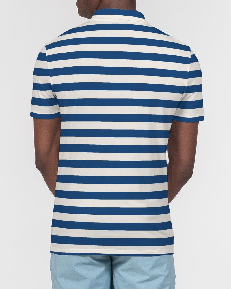 Classic Vluxe Navy Stripe Men's Slim Fit Short Sleeve Polo