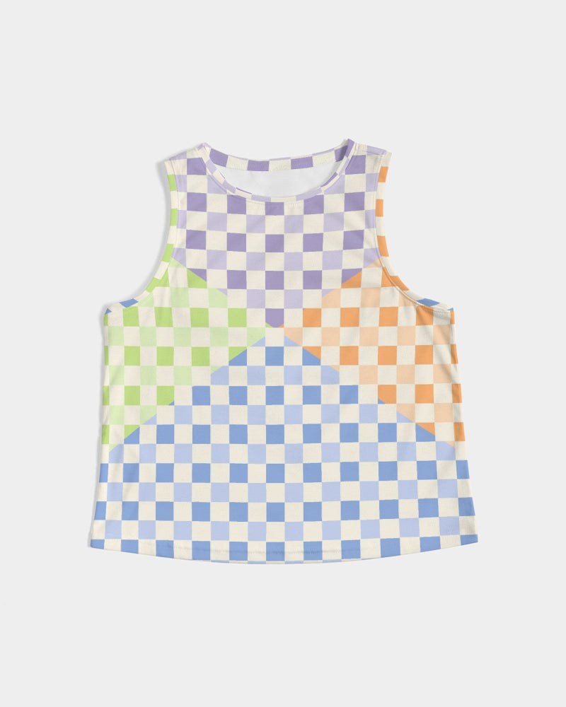 Criss Cross Check Multi Women's Cropped Tank