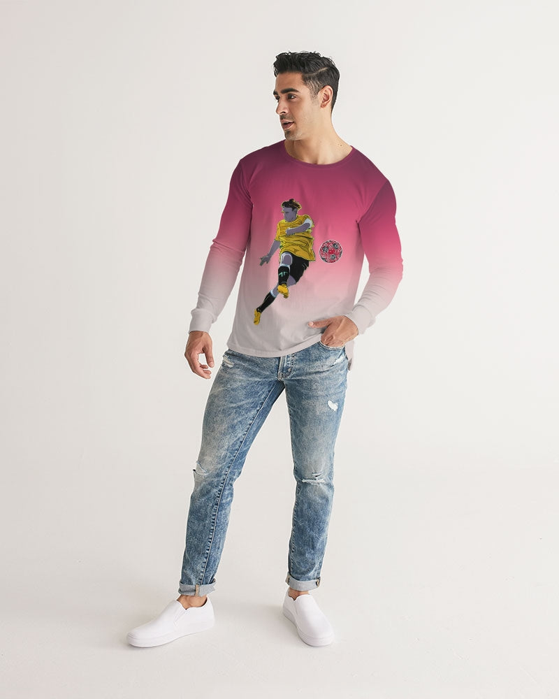 Kick It Red Men's Long Sleeve Tee | Always Get Lucky