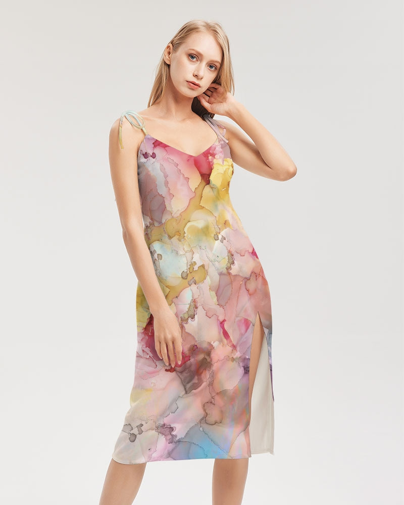 Smoke Gets in Your Eyes Women's Tie Strap Split Dress | Always Get Lucky