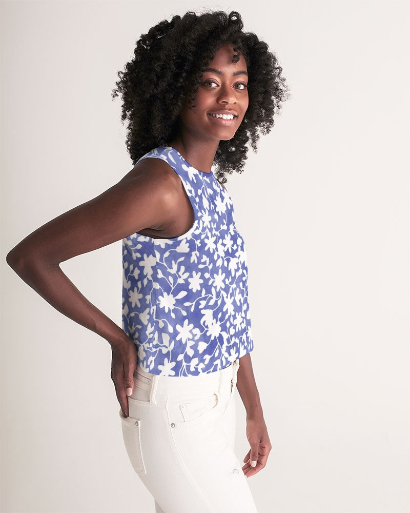 Camo Flower Sky Women's Cropped Tank
