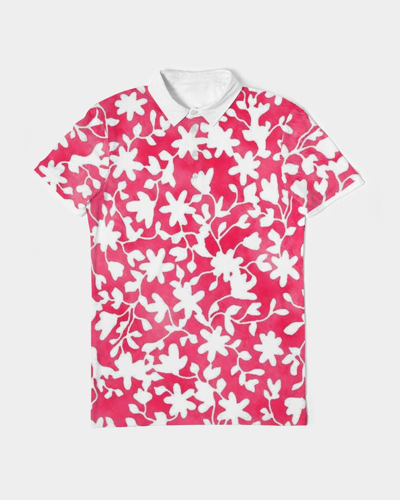 Camo Flower Flame Men's Slim Fit Short Sleeve Polo