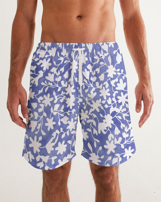 Camo Flower Sky Men's Swim Trunk