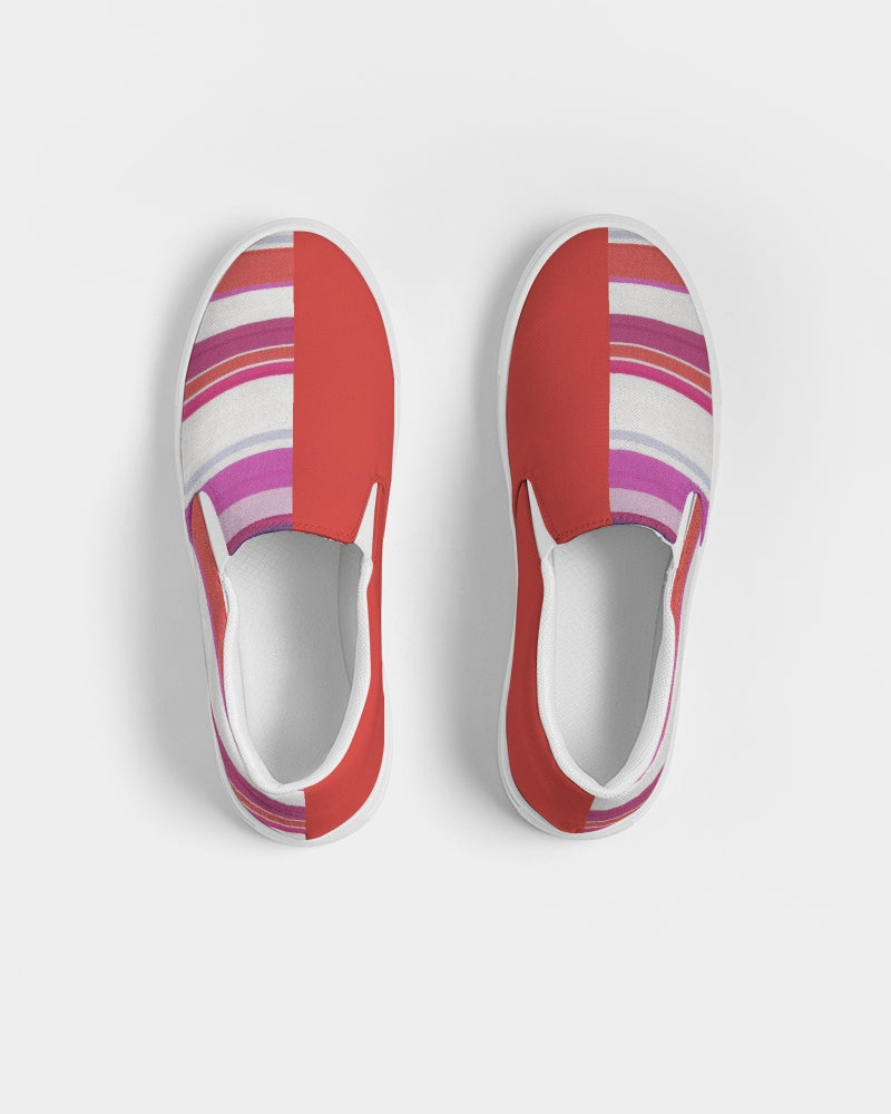 Split Personality Stripe Red Men's Slip-On Canvas Shoe