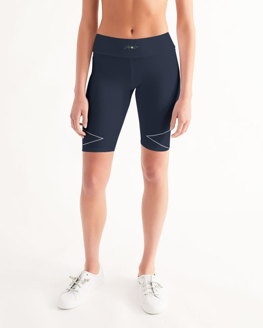 Lucky Lime Navy  Geometric Women's Mid-Rise Bike Shorts