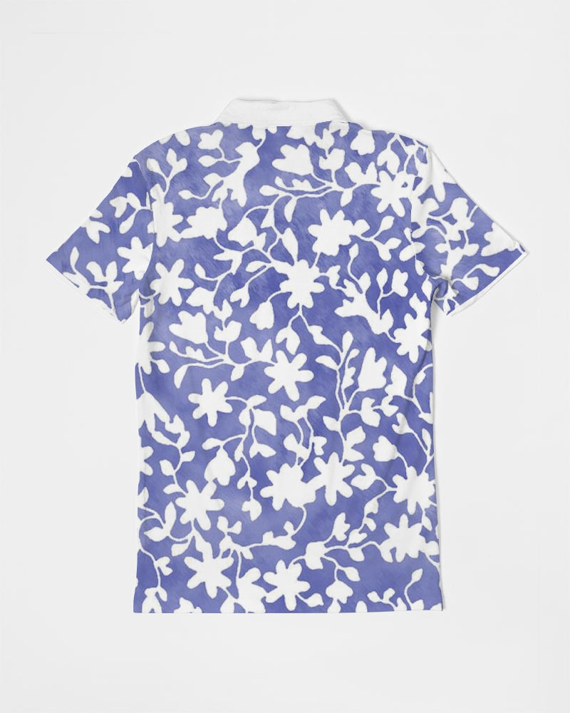 Camo Flower Sky Men's Slim Fit Short Sleeve Polo