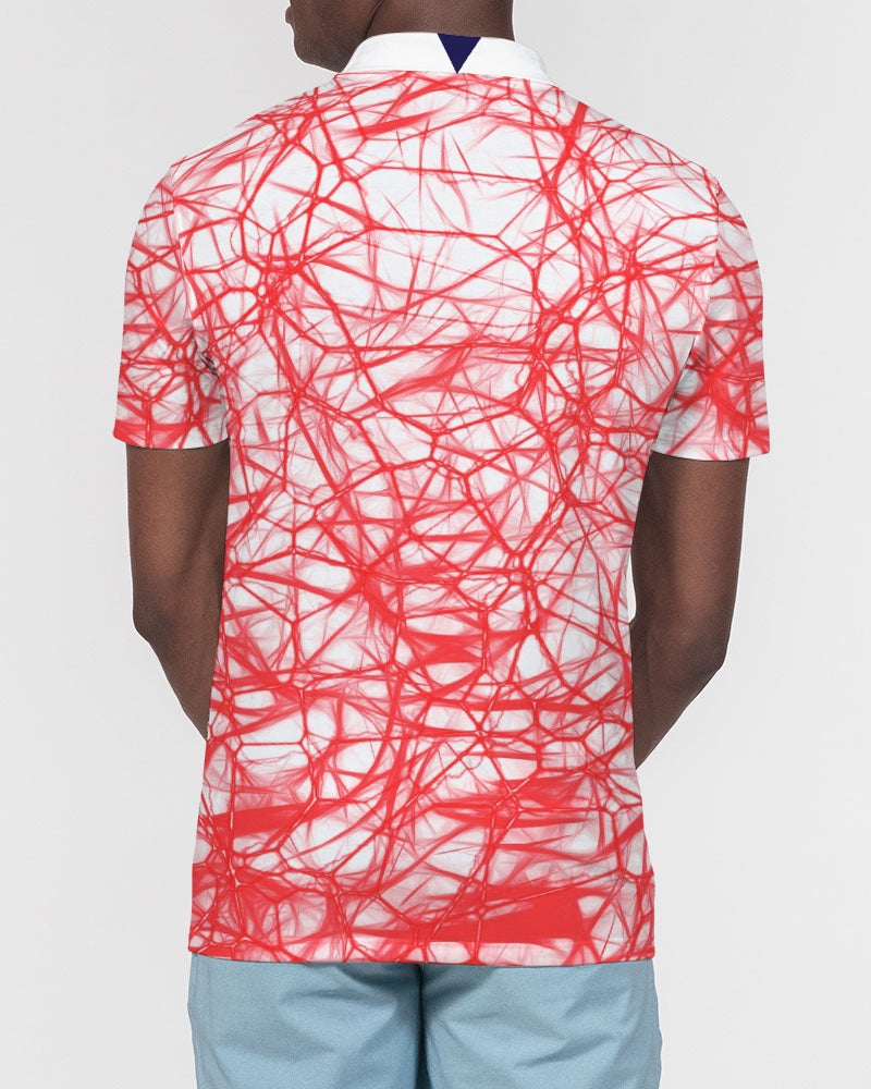 Wired Red Men's Slim Fit Short Sleeve Polo from Vluxe by Lucky Nahum