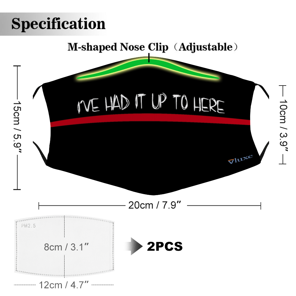 I'VE HAD IT - Black Customizable Face Cover with Filter Element for Adults
