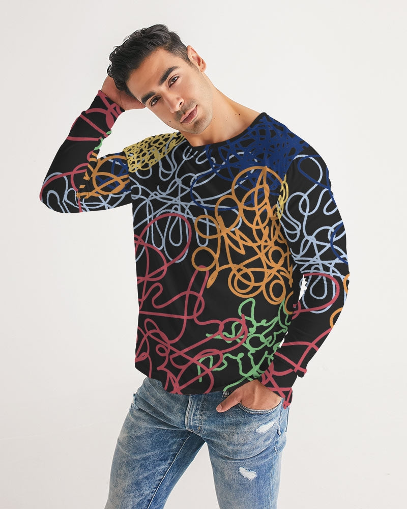 Lucky Scribble Black Men's Long Sleeve Tee