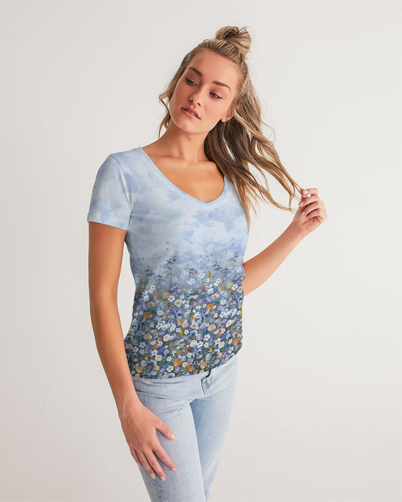 Floral Heavens Women's V-Neck Tee