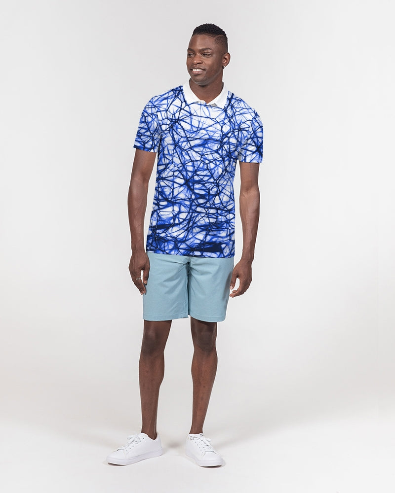 Wired Blue Men's Slim Fit Short Sleeve Polo from Vluxe by Lucky Nahum