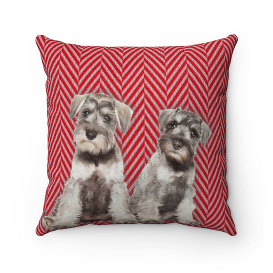 Schnauzer Love Faux Suede Square Pillow