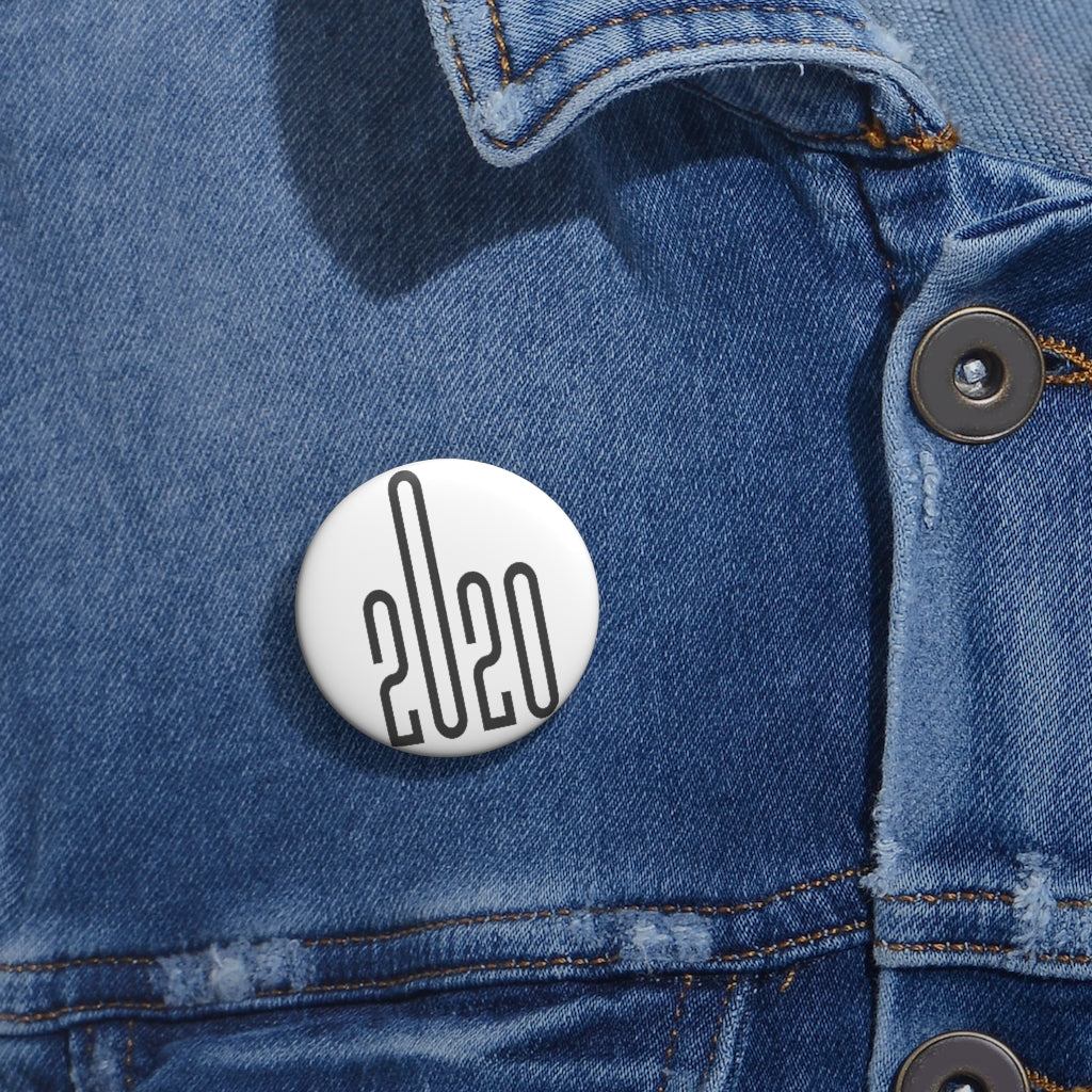 Year 2020 White Custom Pin Buttons
