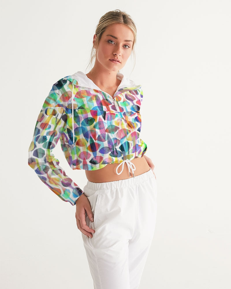 Vieste Women's All-Over Print Cropped Windbreaker