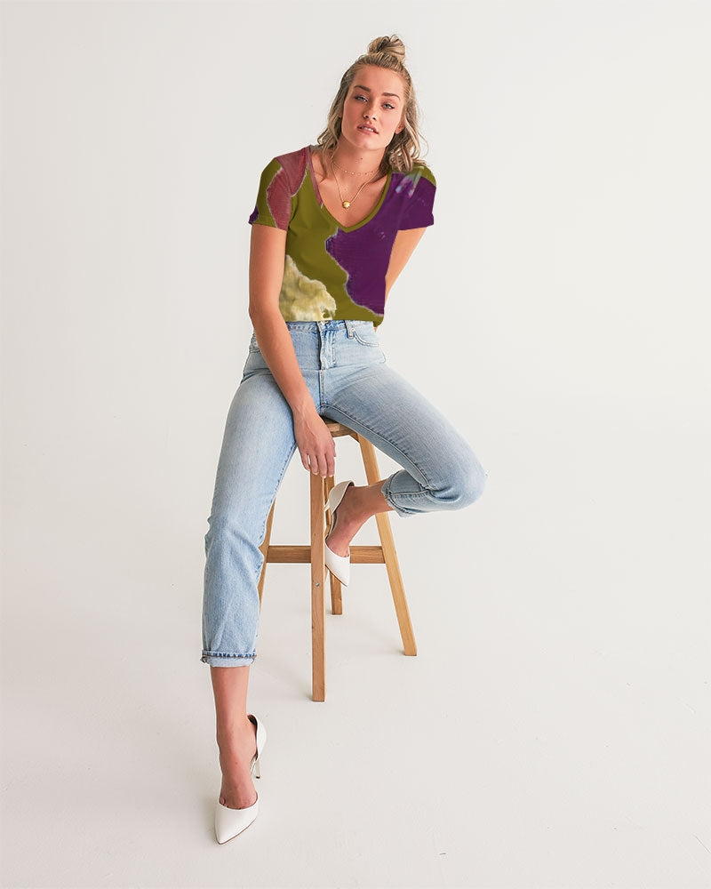 Splash Olive Women's V-Neck Tee | Always Get Lucky