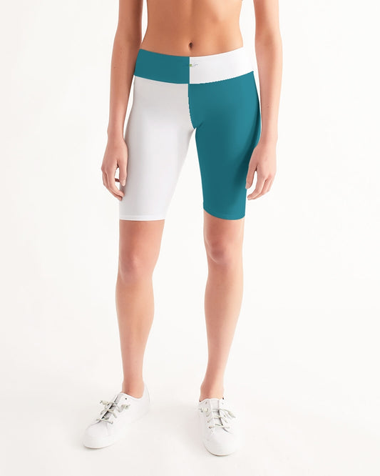 Blocks Sea Shore Blue Women's Mid-Rise Bike Shorts