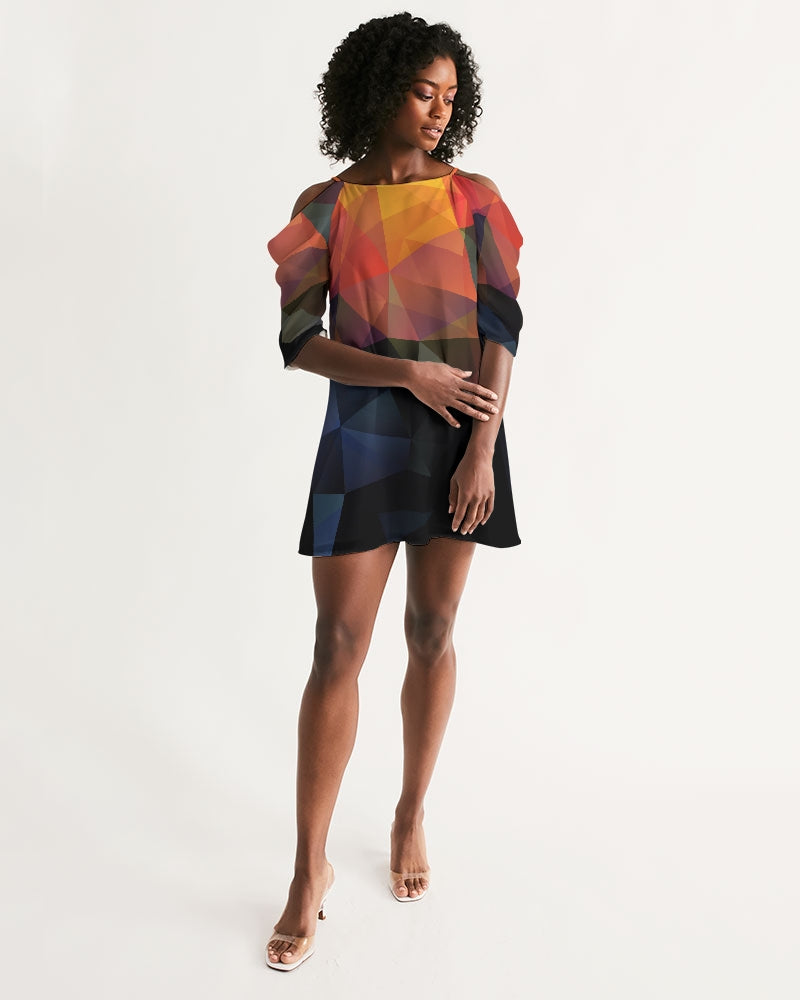 Diamond Cut Women's Open Shoulder A-Line Dress | Always Get Lucky