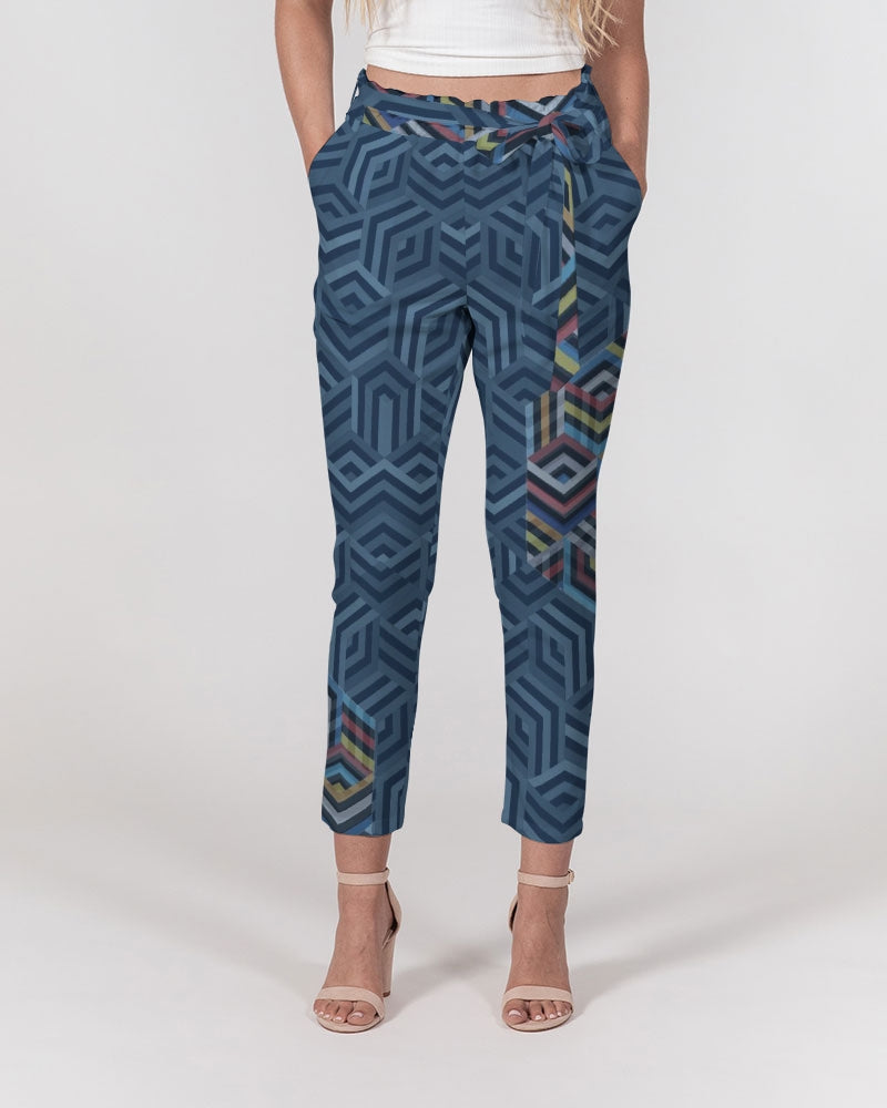 Hexagonic Women's Belted Tapered Pants |Always Get Lucky
