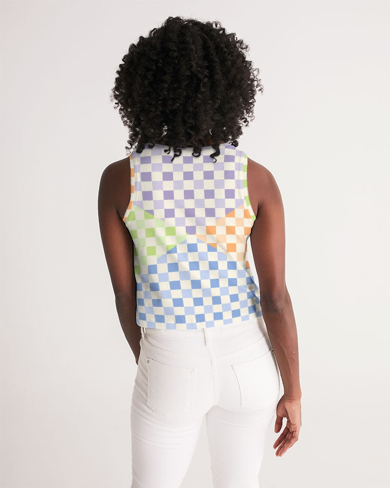 Criss Cross Check Multi Women's Cropped Tank