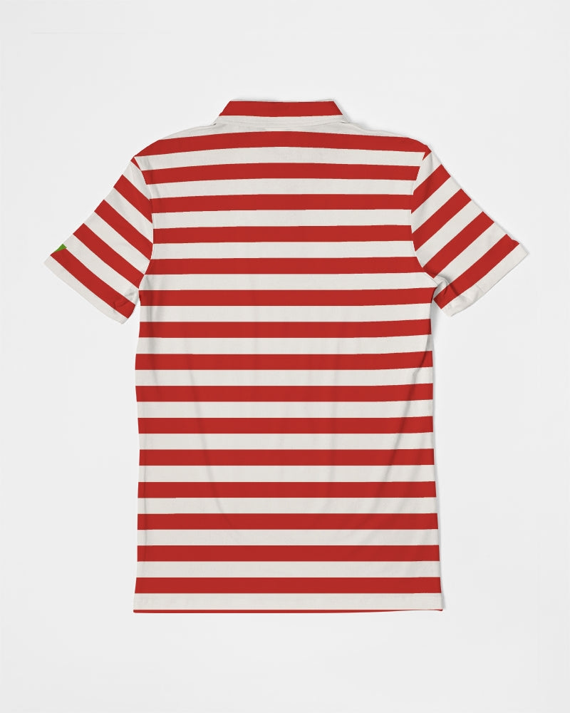 Classic Vluxe Red Stripe Men's Slim Fit Short Sleeve Polo