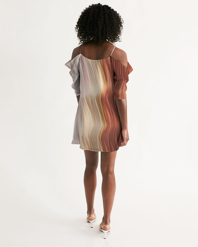Wavy Gravy Women's Open Shoulder A-Line Dress | Always Get Lucky