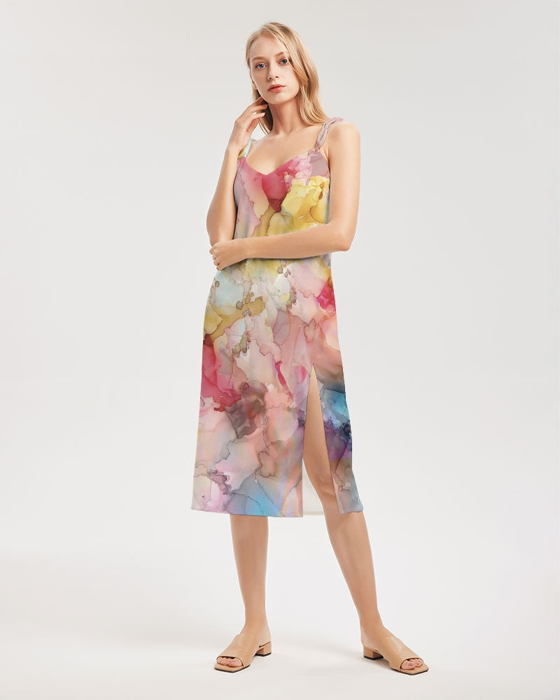 Smoke Gets in Your Eyes Women's Tie Strap Split Dress | Always Get Lucky