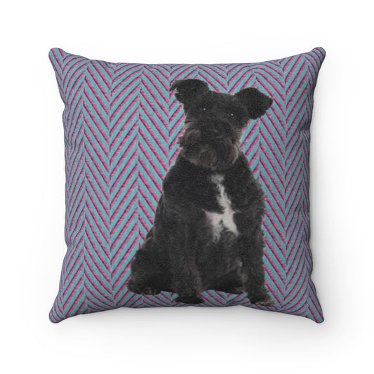 Schnauzer Faux Suede Square Pillow