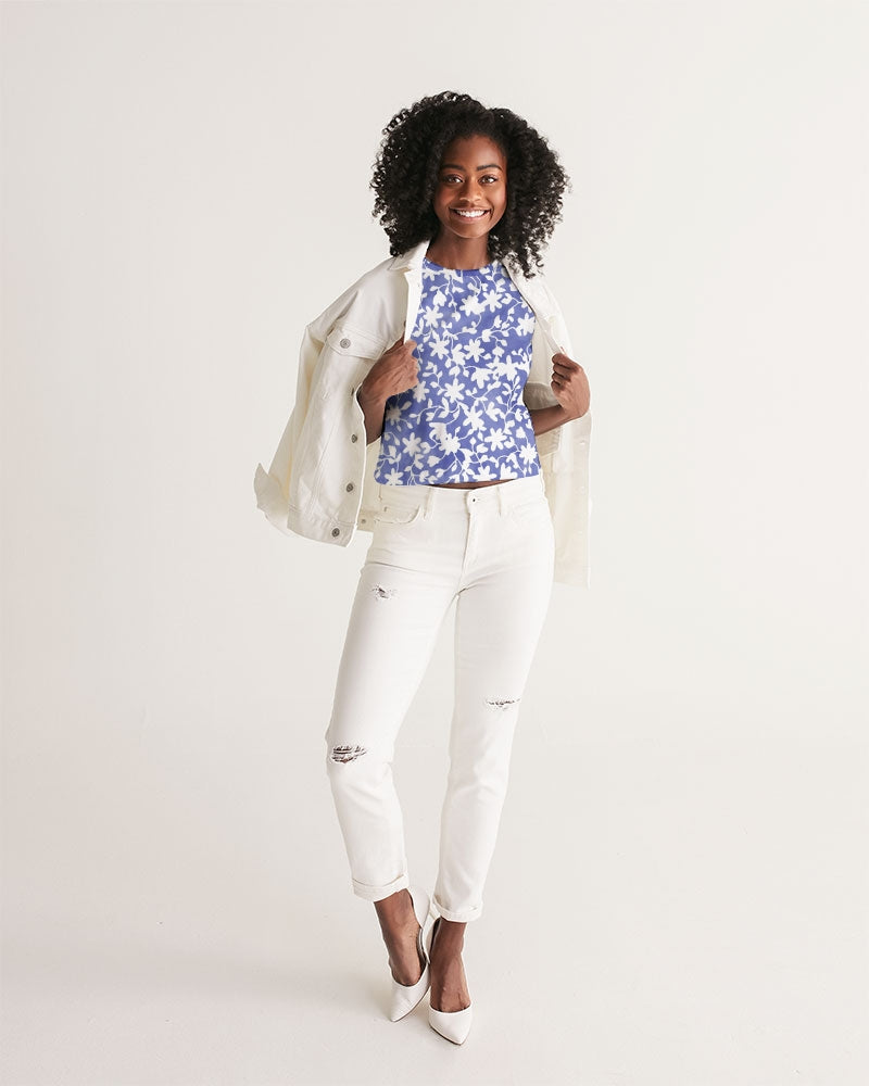 Camo Flower Sky Women's Cropped Tank