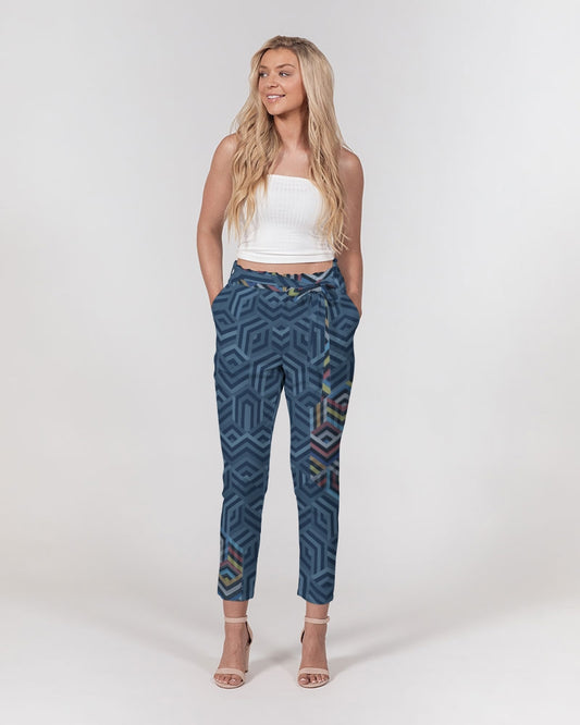 Hexagonic Women's Belted Tapered Pants |Always Get Lucky