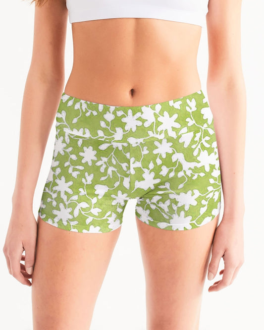Camo Flower Grass Women's Mid-Rise Yoga Shorts | Always Get Lucky