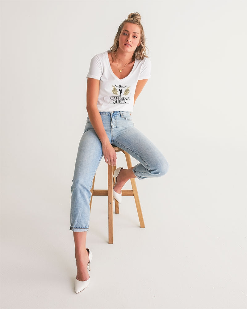 Caffeine Queen Cloud Women's V-Neck Tee