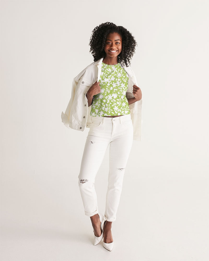 Camo Flower Grass Women's Cropped Tank