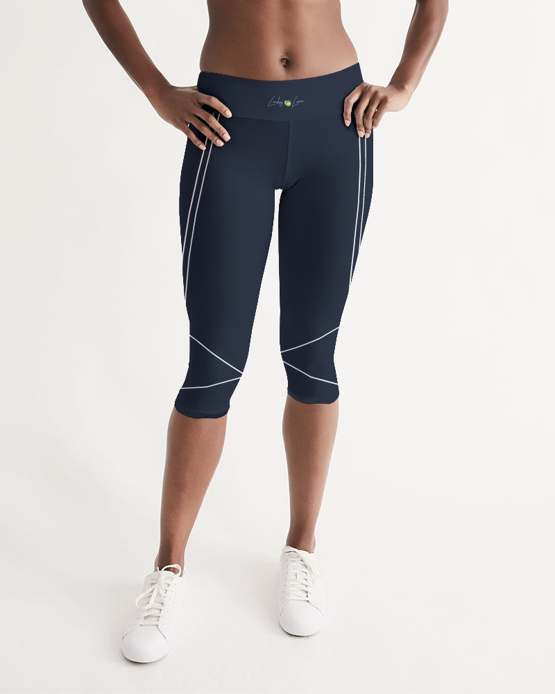 Lucky Lime Navy Geometric Women's Mid-Rise Capri